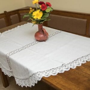 Față de masă, model tradițional, oval, alb 220x140-0