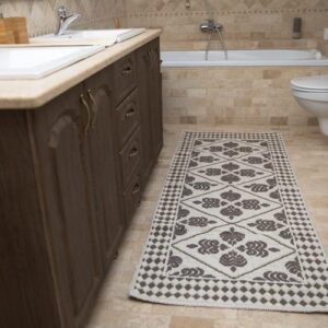 Covor bumbac modern - gri cu alb -0