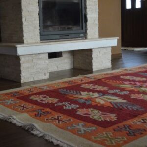 Covor iută cu brăduți - roșu -0