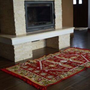 Covor bumbac cu stelute - roșu și verde-0