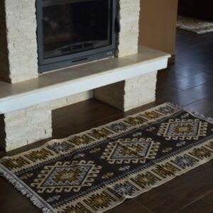 Covor iută cu pătrățele - maro -0