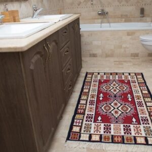 Covor bumbac cu globuri rosu si albastru-0