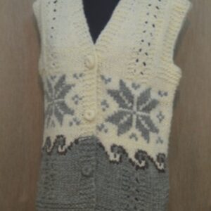 Vesta unisex din lănă cu motiv de crăciun, gri-0