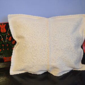 Fețe de perne cusute manual, cu 8 trandafir, alb-0