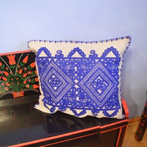 Fețe de perne cusute manual, cu tabele, albastru-0