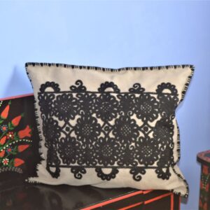 Fețe de perne cusute manual, trandafir, negru-0