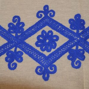 Față de masă, cusut manual cu tabele, albastru-0